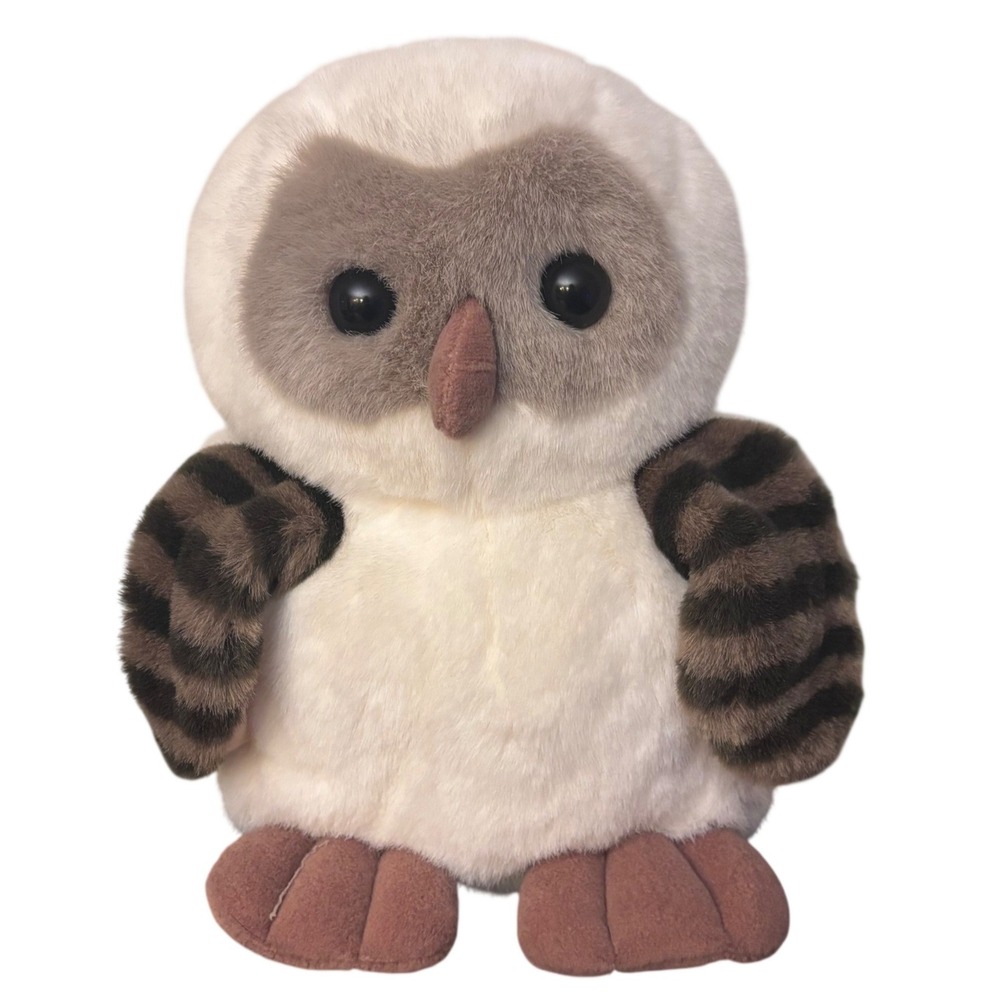 Vintage‎ 1988 9" Ernest Owl Plush Stuffed Animal White Brown Striped Wings H089L